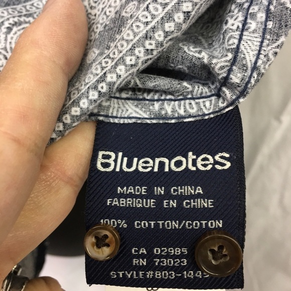 𝅺BLUE notes Men’s Cotton Button Down Shirt - Picture 3 of 8